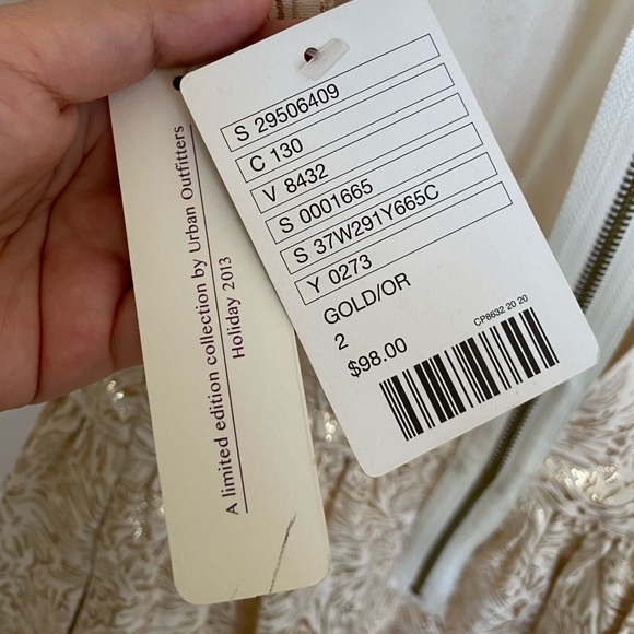 Urban Outfitters 2013 Gold Holiday Dress with Back Cut Outs - Picture 2 of 9